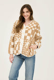 Checkered V Neck Button Jacket