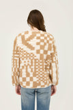 Checkered V Neck Button Jacket