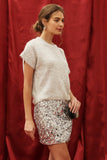 Sequin Crew Neck Short Sleeve Sweater