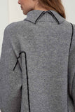 Contrast Line Turtleneck Sweater