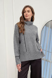 Contrast Line Turtleneck Sweater