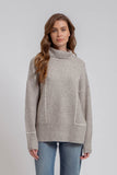 Contrast Line Turtleneck Sweater