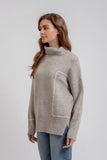 Contrast Line Turtleneck Sweater