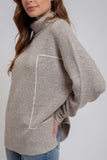 Contrast Line Turtleneck Sweater