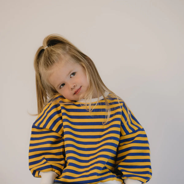 Stripe Fleece Lined Crewneck
